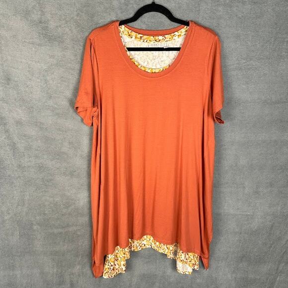 LOGO by Lori Goldstein Tops - LOGO Lori Goldstein Top Womens 1X Rust 2 Piece Layered Tunic Stretch Lagenlook